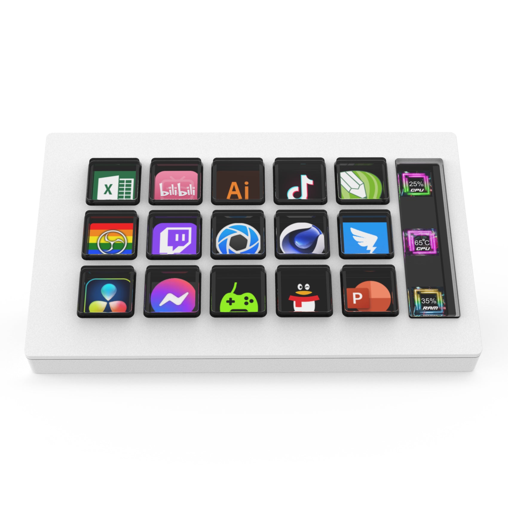 Stream Control Deck with 15 LCD Macro Keys Customizable to Trigger Actions