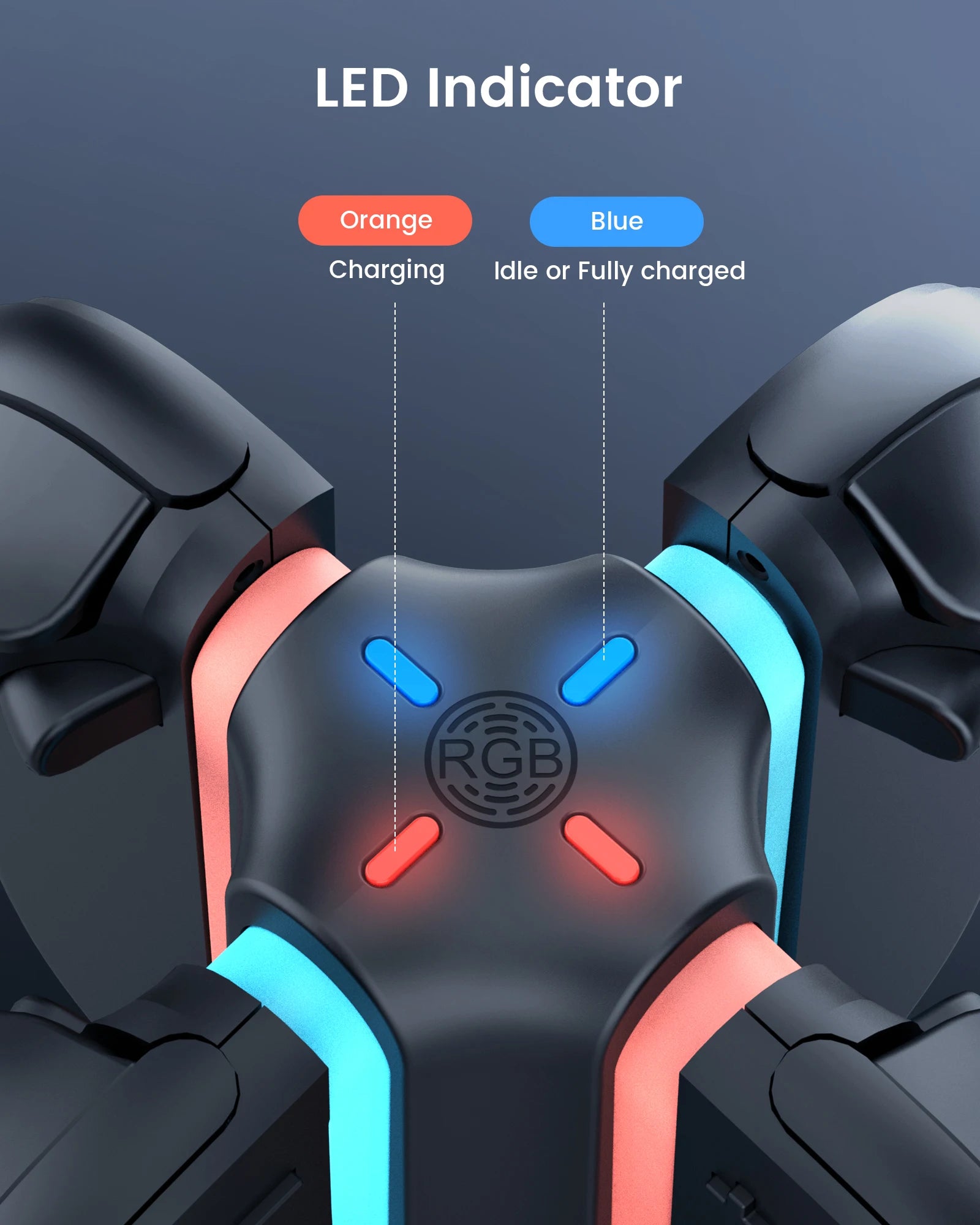 4-slot Charging Dock for Nintendo Switch2 Organized Desk Space LED Smart Indicator with 9 RGB Mode Safety Charge Peotection