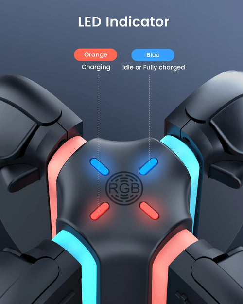 4-slot Charging Dock for Nintendo Switch2 Organized Desk Space LED Smart Indicator with 9 RGB Mode Safety Charge Peotection