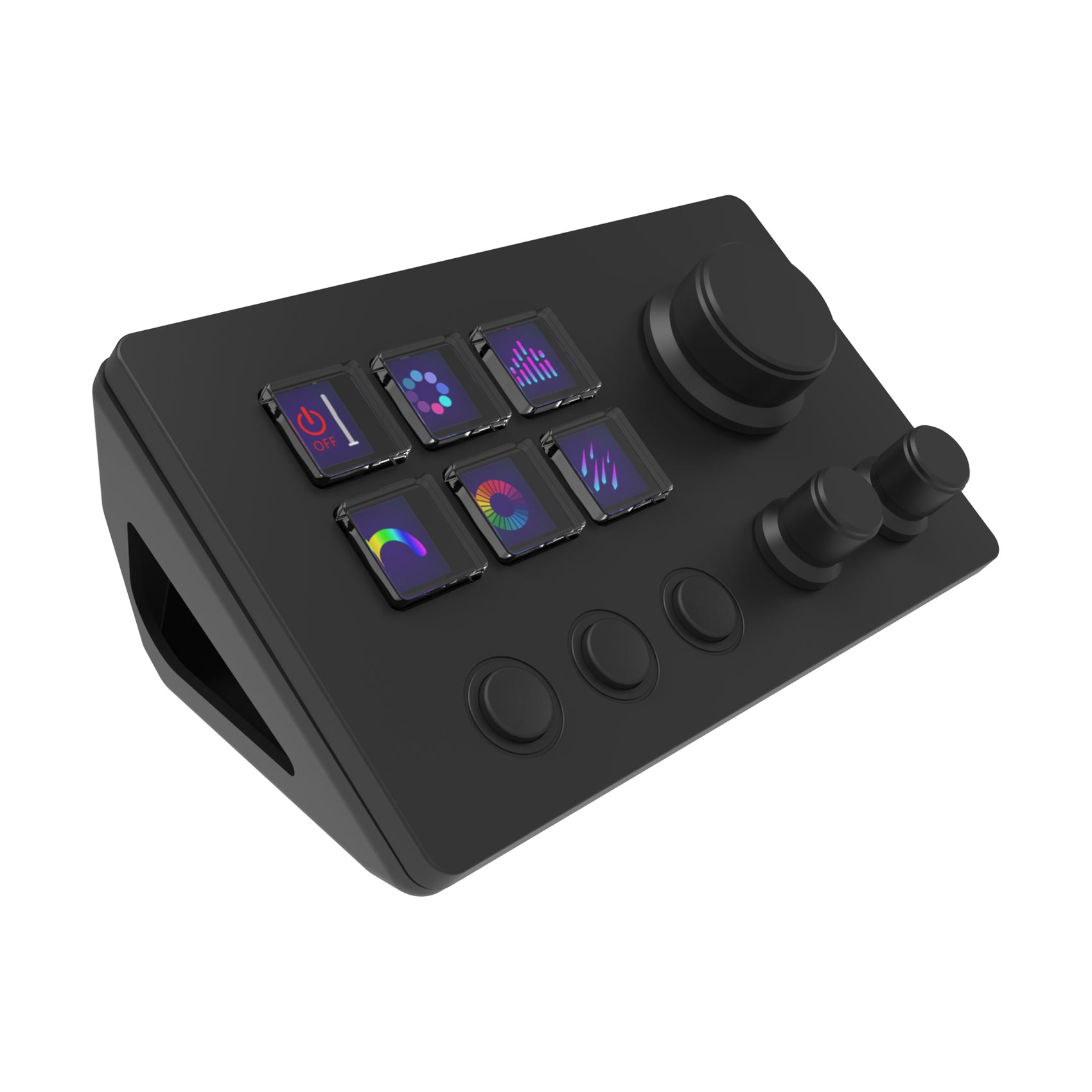 Stream Controller Dock - 6 LCD Shortcut Keys, 3 Buttons and 3 Knobs