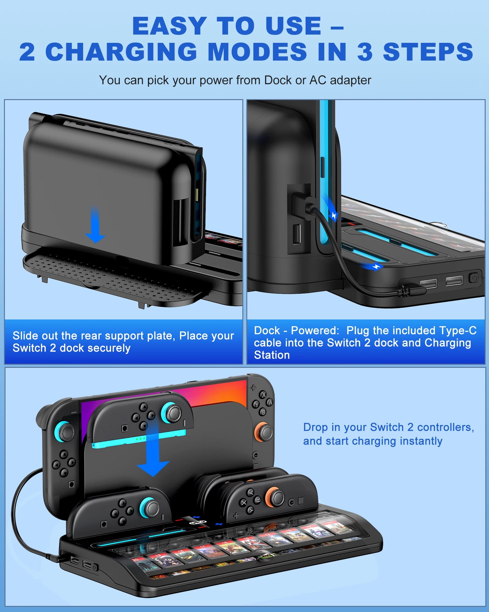 GamingPax - 4 controller charge dock for Switch2